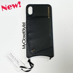 BANDOLIER Black Leather Wallet iPhone XS MAX Crossbody CASE NEW! Pewter Unisex